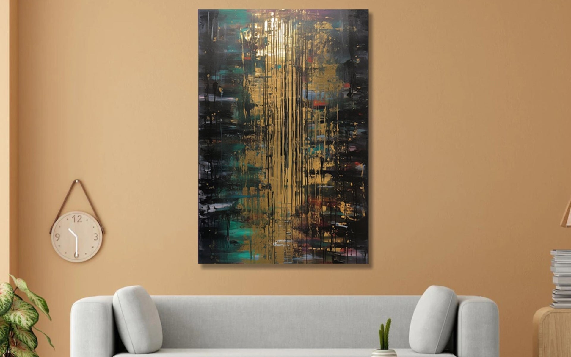 Golden Fall 3 - Inferno flow abstract Gold Abstract Canvas Wall Painti ...