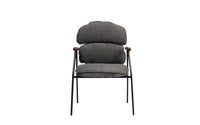 Antho Velvet Dining Chair with Wooden Armrest - Graphite
