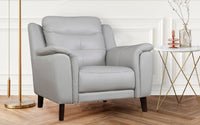 Bonito Felix - Alexa Half Leather Single Seater Sofa in Light Grey Colour