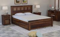 Brass Fusion Queen Bed - Timeless Elegance in Solid Sheesham Wood