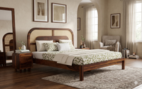 Cane Elegance Minimalist Design in Solid Sheesham Wood Bed