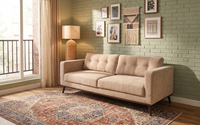 Classic 3-Seater Sofa - Premium Fabric & Wooden Legs