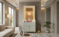 Wooden Temple Featuring Dual-Tone Colours – Sparkle Silver & White – With Led Lighting.