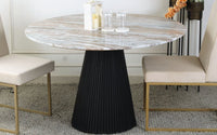 Solano Real Marble 4 Seater Dining Table in Dark Walnut Finish