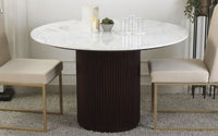 Roswell Composite Marble Dining Table in Dark Walnut Finish