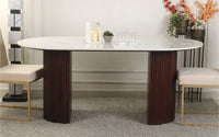 Roswell Composite Marble Dining Table in Dark Walnut Finish