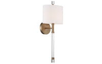 Sophisticated Fabric Shade And Crystal Column Sconce