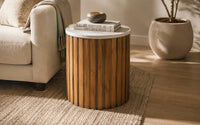Roswell Wonder White Marble Side Table