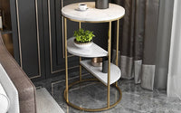 Gold 3 Tier Marble Shelf End Table