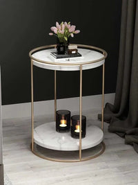HT Tow Layers Marble Side Table Gold