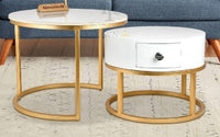 Artus marble and wooden Nesting tables with storage