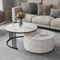 The Top Notch Round Nesting Table With Two Drawers