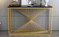 Swirlstar Metal Console Table With Black Marble