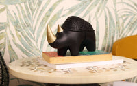 Minimalist Regal Rhino Resin Black Artifact