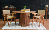 Nature Solid Sheesham Wood 4 Seater Dining Set With Cane Chairs
