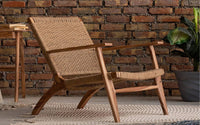 Hawkin Modern Sheesham Wood Arm Chair With Cane Work