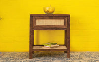 El Monte Stylish Acacia Wood Cane Side Table