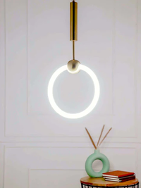 Minimalist Brass Led Halo Pendant Light