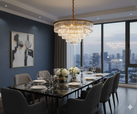 Elegant Tiered Gold Crystal Chandelier
