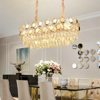 Luxury Oval Gold Crystal Island Chandelier