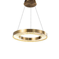 Artisanal Brass Crystal Halo Chandelier