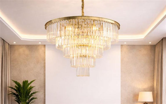 Contemporary Linear Prism Crystal Chandelier